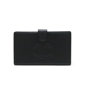 CHANEL Black Caviar Leather Logo Wallet